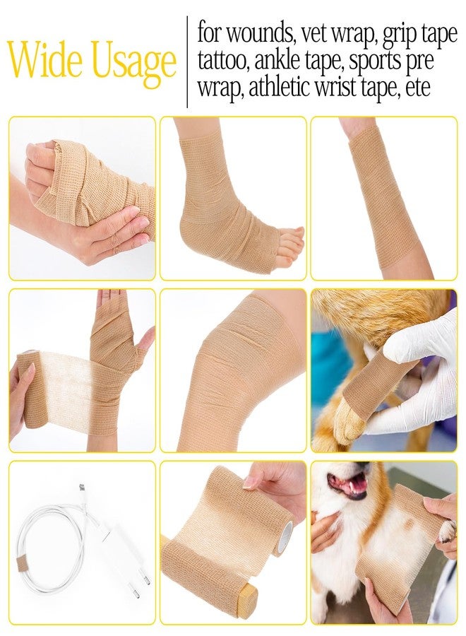 Limbeuuu 24 Rolls Self Adhesive Bandage Wrap, Vet Wrap 4 Inch x 5 Yards for Horses Dogs Wounds Care, Beige Self Sticking Elastic Bandage Tape for Wrist, Ankle, Sports - Image 5